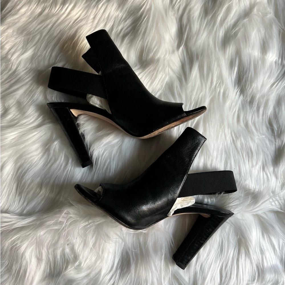 Stuart Weitzman Black Peep-Toe Heels